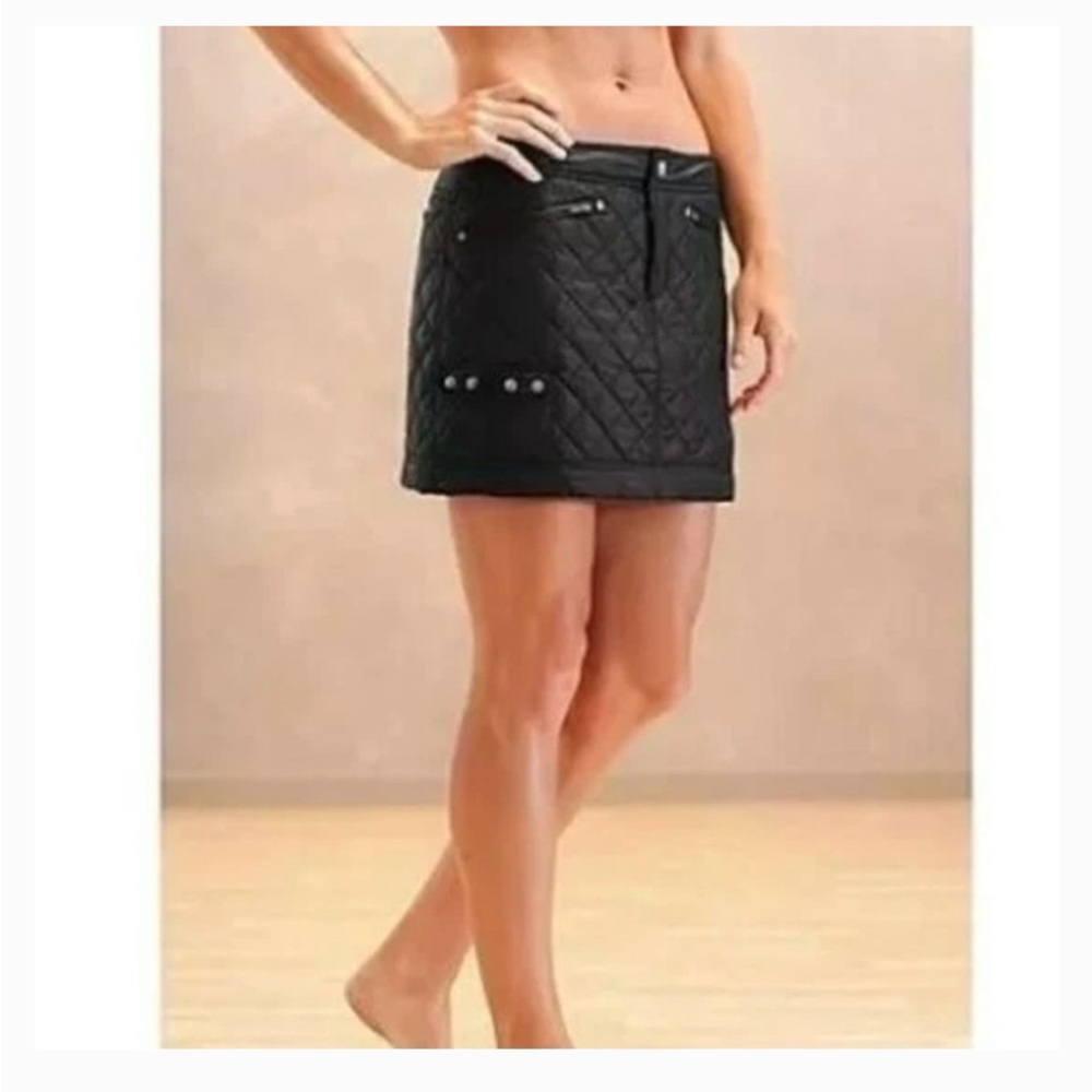 New Athleta Snow Stomper Quillted Puffer Mini Skirts Asphalt Black